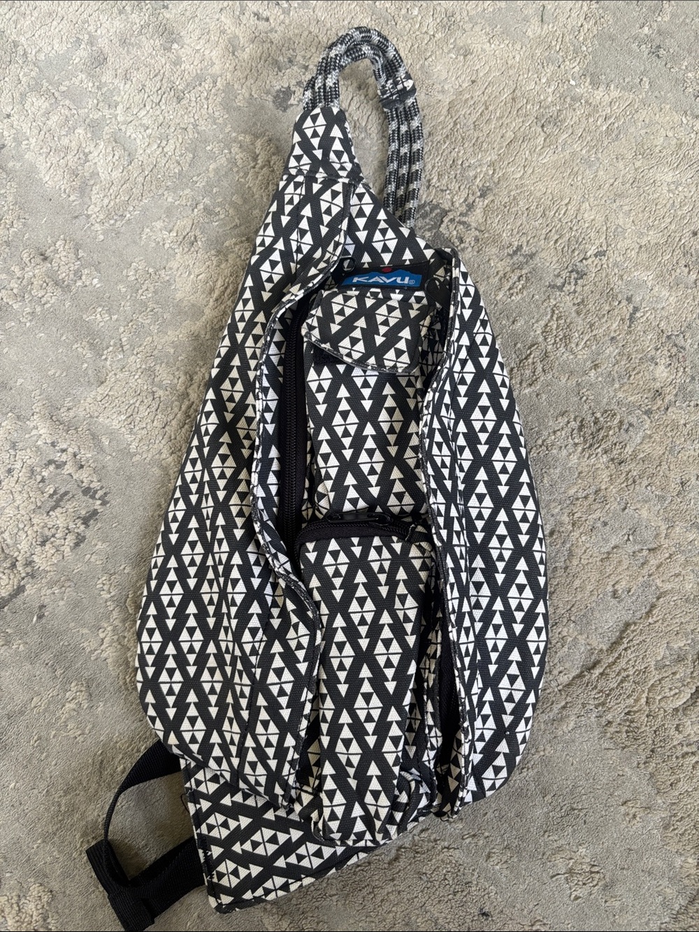 Kavu Black & White Geometric Sling Pack